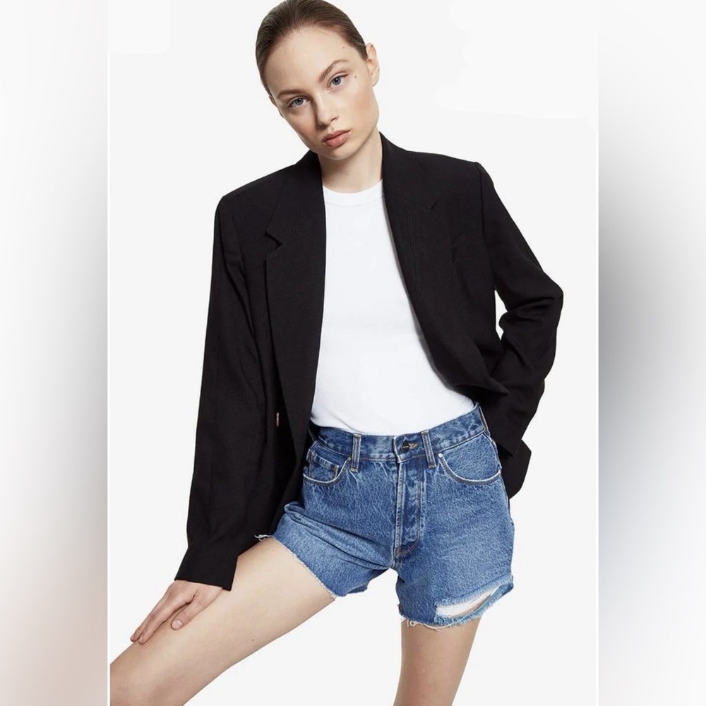 ANINE BING GINA DISTRESSED SHORTS IN "BLUE SEA"